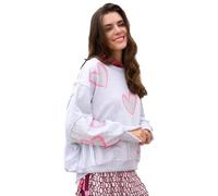 miss goodlife Oversized Sweatshirt aus reiner Baumwolle mit Motiv-Print in Hellgrau Melange, Größe M