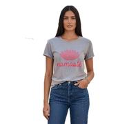 Miss Goodlife MG13928 Damen Rundhals T-Shirt Namaste Peace Strass, Grey Melange, M