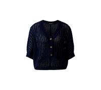 Miss Lagotte - Kurze Strickjacke in Boxy-Passform mit Lochmuster blau - Gr. - 34