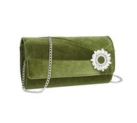 Miss Lulu Clutch Tasche Daman Samt, Eleganter Abendtasche, Mit Strass Handtasche Hochzeit, Braut Tasche mit Kette für Hochzeiten, Partys und Bankette