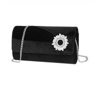 Miss Lulu Clutch Tasche Daman Samt, Eleganter Abendtasche, Mit Strass Handtasche Hochzeit, Braut Tasche mit Kette für Hochzeiten, Partys und Bankette
