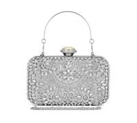 Miss Lulu Clutch Taschen für Frauen Hartschalen Clutches Beading Dinner Taschen Damen Pures Abendhandtaschen mit Abnehmbarer Kette (Silber)
