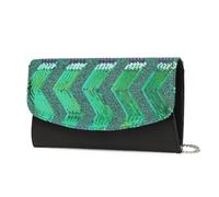 Miss Lulu Clutch Damen mit glänzenden Pailletten, Vintage-Streifenmuster, Crossbody oder Umhängetasche