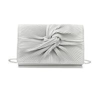 Miss Lulu Damen Clutch Tasche Abendtasche für Hochzeit Große Schleife Weich mit feinem Glitzer Synthetische Handtasche Abschlussball Party Urlaub Taschen, Siler, M