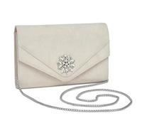 Miss Lulu Damen-Clutchs Elegante, Diamant-Clutchs aus Veloursleder, Abendtasche mit Kettenkette für Hochzeiten, Partys & Crossbody, Handtasche Hochzeit, Bride Tasche, 2-3 Beige