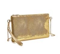 Miss Lulu Damen Fashion Pailletten Tasche Mini Clutch kleine Damen Kettentasche Umhängetasche für Hochzeiten, Dates und verschiedene Anlässe mit goldener Kette