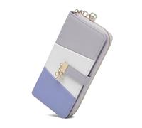 Miss Lulu Geldbörse Damen, Portemonnaie Damen, Geldbeutel Damen, Dreifarbiger Langer Geldbörse mit Mehreren, Kartenfächern und geräumigem Fach aus PU-Lede (Lila)