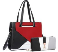 Miss Lulu Damen Handtasche Henkeltasche PU Leder Schultertasche mit verstellbarem Riemen, Tragegriff oben, für Alltags Mode Arbeit Mittelgroß mit Geldbörse 2-teiliges Set