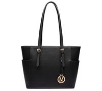 Miss Lulu Damen Handtasche Shopper Handtasche Schwarz Elegantes Schultertaschen Schwarz Große Damentasche mit verstellbarem Schulterriemen (verbesserte Version) - 35/28/15 CM