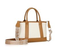 Miss Lulu Damen Henkeltasche Mittelgroß Tote Bag Umhängetasche Shopper Handtasche Schultertaschen für Arbeit Büro Reisen Einkaufen Schule (Beige)