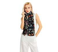 Miss Lulu Damen Mode Schal Vogel Blume Schmetterling Druck Lange Soft Neck Scarf Wickel Stola für Summer Beach Winter (Schwarz)