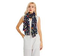Miss Lulu Damen Mode Schal Vogel Blume Schmetterling Druck Lange Soft Neck Scarf Wickel Stola für Summer Beach Winter (Marine)