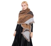 Miss Lulu Damen Schal Winter Oversized - Extra weicher karierter Wollschal mit langen Fransen, Warmes Winteraccessoire & Stilvolles Geschenk