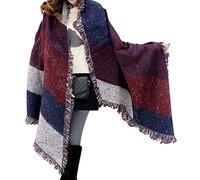 Miss Lulu Damen Schal Winter Oversized - Extra weicher karierter Wollschal mit langen Fransen, Warmes Winteraccessoire & Stilvolles Geschenk