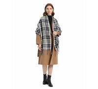 Miss Lulu Damen Schal Winter, weich warm kariert Oversized, Schottenkaro Wolle, lange gedrehte Fransen Stola, Deckenschal für Damen (Tiefblau)