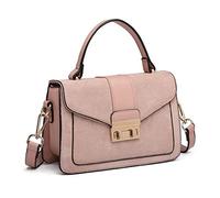 Miss Lulu Damen Umhängetasche Mittelgroß Henkeltasche Tasche mit Kunstleder und Wildleder Vintage Flap Handtasche Crossbody Bag Elegant Exquisit
