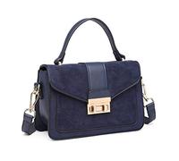 Miss Lulu Damen Umhängetasche Mittelgroß Henkeltasche Tasche mit Kunstleder und Wildleder Vintage Flap Handtasche Crossbody Bag Elegant Exquisit