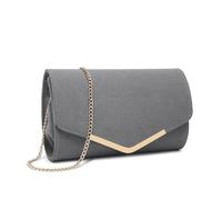 Miss Lulu Damen Umschlag Clutch Elegant Abendtasche Brauttasche Umschlag Clutch Tasche Handtasche mit Kette für Hochzeit Party Prom Grau