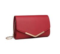 Miss Lulu Damen Umschlag Clutch Elegant Abendtasche Brauttasche Umschlag Clutch Tasche Handtasche mit Kette für Hochzeit Party Prom Rot