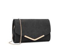 Miss Lulu Damen Umschlag Schwarz Clutch Elegant Abendtasche Brauttasche Umschlag Clutch Tasche Handtasche mit Kette für Hochzeit Party Prom
