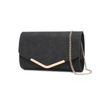 Miss Lulu Damen Umschlag Schwarz Clutch Elegant Abendtasche Brauttasche Umschlag Clutch Tasche Handtasche mit Kette für Hochzeit Party Prom