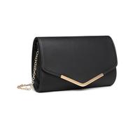 Miss Lulu Damen Umschlag Schwarz Clutch Elegant Abendtasche Brauttasche Umschlag Clutch Tasche Handtasche mit Kette für Hochzeit Party Prom