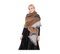 Miss Lulu Damen-Winterschal, langer, weicher, warmer Karo-Wollschal mit Fransen, Kaffee
