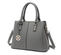 Miss Lulu Handtasche Damen Henkeltasche, Elegante Frau PU Leder Schultertasche, Riemen Top Griff Vintage Weiches Hobo-Taschen, Schultertasche mit abnehmbarem (Grau)