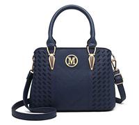 Miss Lulu Handtasche Damen,Exquisitem Handtasche Damen Mittelgroß,Lychee Muster Tasche Damen,Hochwertigem Strick Prozess Handtasche, Elegante Schultertasche Damen (Blau)