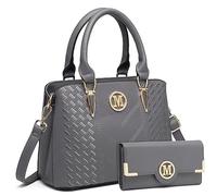 Miss Lulu Handtasche Damen Mittelgroß Henkeltasche Elegante Schultertasche Tasche für Damen mit Lychee Muster damenhandtasche aus PU Leder mit Abnehmbarer Schultergurt