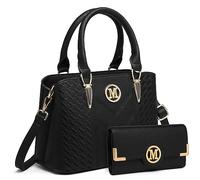 Miss Lulu Handtasche Damen Mittelgroß Henkeltasche Elegante Schultertasche Tasche für Damen mit Lychee Muster damenhandtasche aus PU Leder mit Abnehmbarer Schultergurt