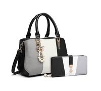 Miss Lulu Handtasche Damen Mittelgroß Tasche Multicolor Elegant Henkeltasche Citytasche Geldbörsen-Set