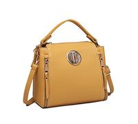 Miss Lulu Handtasche Damen Schultertasche Henkeltasche Pu Leder Elegant Umhängetasche Mittlere Top Griff Tasche (Gelb)
