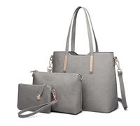 Miss Lulu Handtasche Damen Shopper Schultertasche Groß Henkeltasche Tragetasche Aktentasche Tasche Tote für Büro Schule Einkauf Reise Elegant PU Leder 3 Stück Set