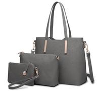 Miss Lulu Handtasche Damen Shopper Schultertasche Groß Henkeltasche Tragetasche Aktentasche Tasche Tote für Büro Schule Einkauf Reise Elegant PU Leder 3 Stück Set