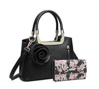 Miss Lulu Handtaschen Damen Henkeltasche mit Geldbörse 2PCS Set für Frauen Schultertaschen Geldbörse Mode PU Leder Crossbody Bag