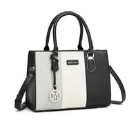 Miss Lulu Handtasche Damen Mittelgroß, Dreifarbige Color Block PU Litschi Struktur, Verstellbarer Schultergurt, Rückseitiger Diebstahlschutz Reißverschluss, 4 Fächer, Arbeit Reisen Schule
