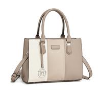 Miss Lulu Handtasche Damen Mittelgroß, Dreifarbige Color Block PU Litschi Struktur, Verstellbarer Schultergurt, Rückseitiger Diebstahlschutz Reißverschluss, 4 Fächer, Arbeit Reisen Schule