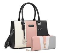 Miss Lulu Handtaschen für Damen Mittelgroß, Taschen PU Leder, Handtasche Groß V-förmiges Design Synthetic Ledertasche Mit Abnehmbarem Schultergurt für Büro Schule Einkauf Reise Geschenk