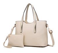 Miss Lulu Henkeltasche Damen Tasche 2 tIg. Shopper Reise Schultertasche,Beige