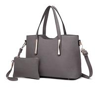 Miss Lulu Henkeltasche Damen Tasche 2 tIg. Shopper Reise Schultertasche,Grau