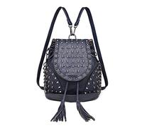 Miss Lulu Mode Rucksack Handtaschen für Frauen Schultergurt mit Kette Kunstleder Studded Geprägt Schädel Blau