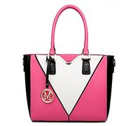 Miss Lulu Leder-Optik, V-Form, Schulter-Handtasche, leicht, mittelgroß, für Damen, pflaume, L, Klassisch