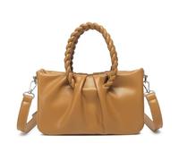 Miss Lulu PU Leder Umhängetasche mit abnehmbarem, verstellbarem Schulterriemen Kleine Tasche mit geflochtenem Henkel (Braun)