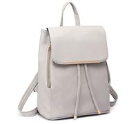 Miss Lulu Rucksack Damen Klein Wasserdicht Rucksack Cityrucksack Backpack Women Modern Backpack Damen PU Leder für Reisen Arbeit Schule (Hellgrau)