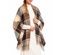 Miss Lulu Schal Damen Winter, Großer Karierter Winterschal mit Fransen | Weicher Tartanschal für Damen, großer karierter Deckenschal mit Fransen als Stola und Schultertuch für Herbst und Winter