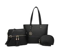 Miss Lulu Tasche Damen Schultertaschen Shopper Groß Handtaschen Henkeltasche 3-teiliges Set Quaste Umhängetasche Aktentasche für Arbeit Schule
