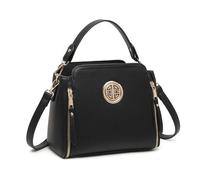 Miss Lulu Umhängetasche Damen Schultertasche Handtasche Crossbody Taschen Henkeltasche Mädchen PU Leder Top Griff Tasche(Schwarz)