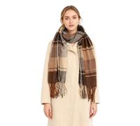 Oak & Tea Damen Schals Winter Warm Tartan Schals Kaschmir Gefühl Wraps, Schal Geschenke für Frauen (Braun)