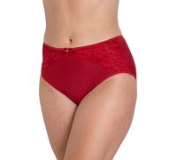 Miss Mary of Sweden Jacquard & Lace Panty - Mikrofaser, Dekorative Spitze Vorne, Baumwollzwickel, Bequeme Slip-Trosa 46 Rot